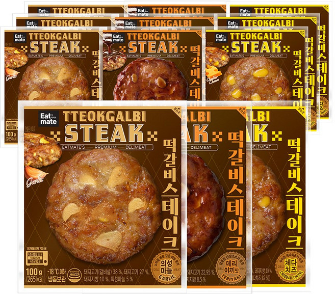 [랭킹닭컴] 잇메이트 떡갈비 스테이크 3종 혼합, 100g, 12개