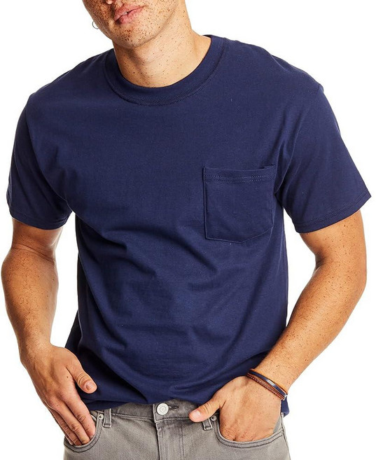 Hanes 남성용 2팩 반소매 포켓 비피 티Beefy-T 티셔츠 남성용 2팩 반소매 포켓 Beefy-t 화이트.
