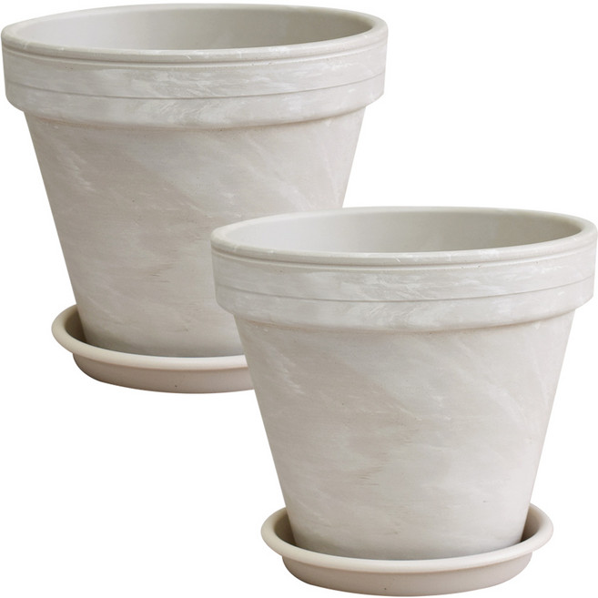 필플랜트 프리미엄 독일토분 기본형 화이트크림+화분받침 세트, 화이트크림 기본형, 2개