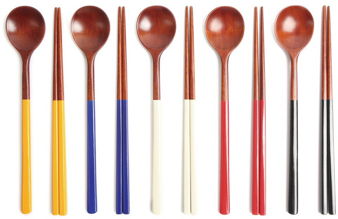 숨쉬는나무 옻칠 나무수저, 옐러우+블루+화이트+레드+블랙, 수저 5세트, 1개