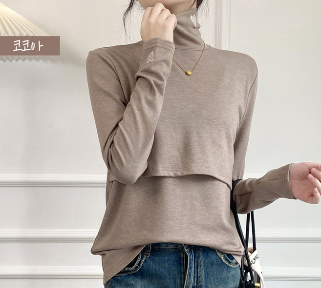 하트포인트 긴팔 수유티 외출수유복 임산부옷 2컬러