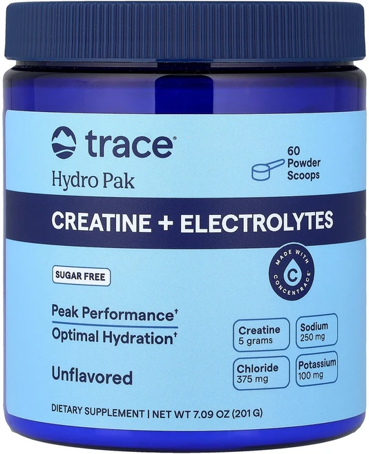 Trace Hydro Pak Creatine + Electrolytes Unflavored 7.09 oz (201 g), Trace, Hydro Pak, Creatine + E - 쿠팡