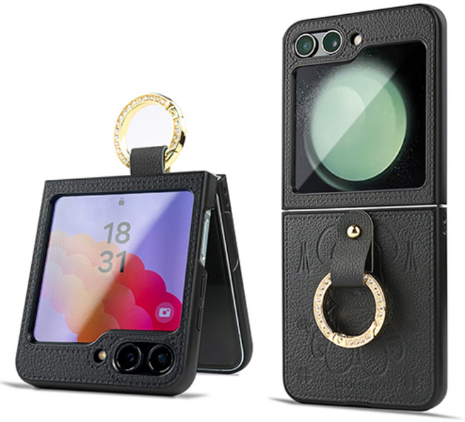 KDNC 갤럭시 Z플립3/4/5 곰돌이 가죽 링케이스