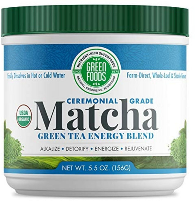 그린 푸드 유기농 의례용 등급 일식산 말차 녹차 156g Green Foods Organic Ceremonial Grade Matcha Green Tea from Japan 5.5, 1개, 460g