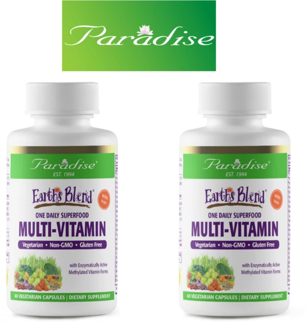 파라다이스허브 Earth's Blend 원데일리 슈퍼푸드 종합비타민 식물성캡슐, 2개, 60정 - 쿠팡