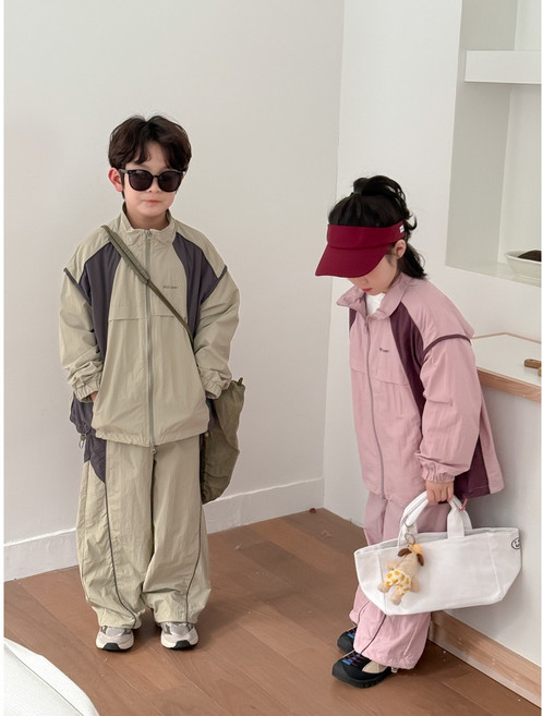 하와즈 남여공용 하이넥 카라 집업상의 긴바지 바람막이 상하복세트