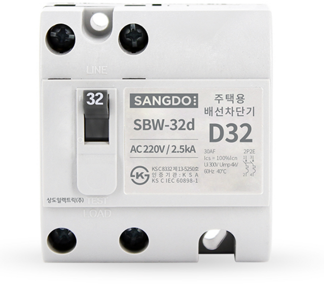 상도 주택용 배선 전기 차단기 2P 30A 32A 2.5Ka 와이드형, 2개