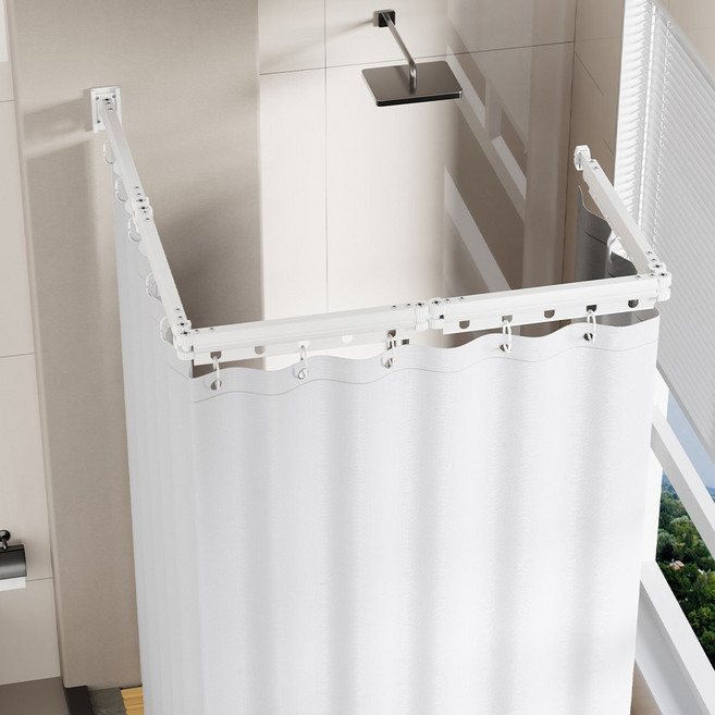 오라플 욕실 샤워커튼봉세트 ㄱ자 방수 화장실커텐, 1개