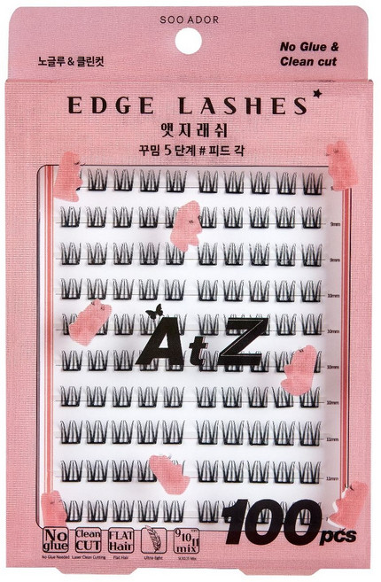 수아도르 앳지래쉬 노글루 속눈썹 꾸밈 5단계 #피드각 9mm 10mm 11mm 대용량 100pcs, 1개, 블랙