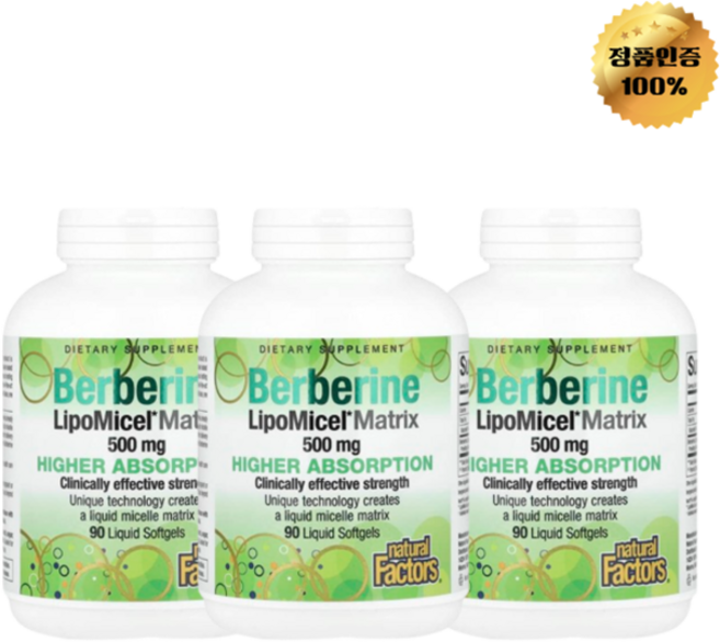 2+1 내추럴팩터스 베르베린 500mg 액상 소프트젤 90정, 3개