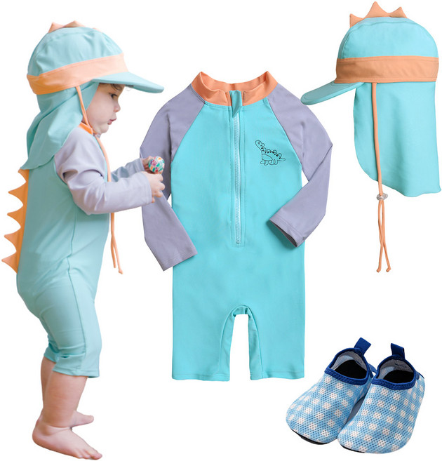 동그리 뿔공룡 수트 수영복 아기 유아 여아 남아 래쉬가드 UV차단