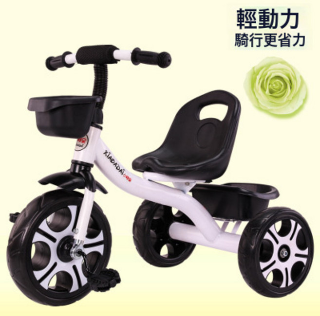 DFMEI 兒童三輪車腳踏車1-3-5-2-6週歲可摺疊嬰兒手推車寶寶自行車, 白色:如圖