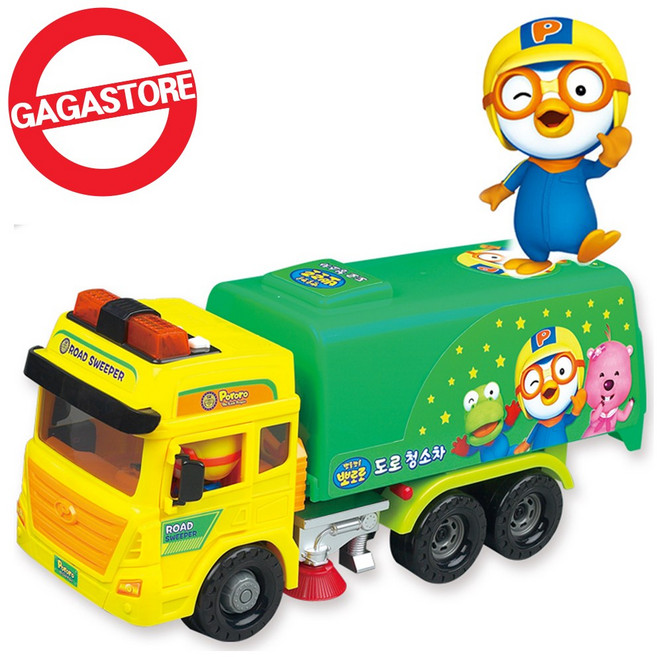 뽀로로 힘센 도로 청소차 장난감 트럭 자동차 분리수거 쓰레기차, 혼합색상, 1개