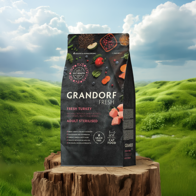 그랜도르프 프레쉬 캣 스테럴라이즈드 어덜트 & 시니어 고양이다이어트사료, 1개, 2kg, 칠면조