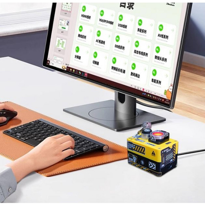 PC 데스크탑 외부 전원 스위치 핵미사일 발사버튼 스타일 파워스위치, 옐로우(조명포함 2M 케이블)