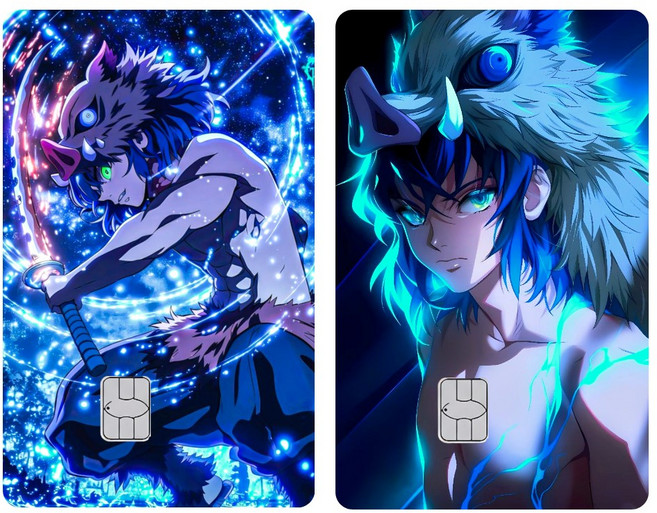 귀멸의칼날 카드스티커 카드커버 체크카드 신용카드 카드스킨 귀칼 카드커스텀, 1세트, 이노스케(B)