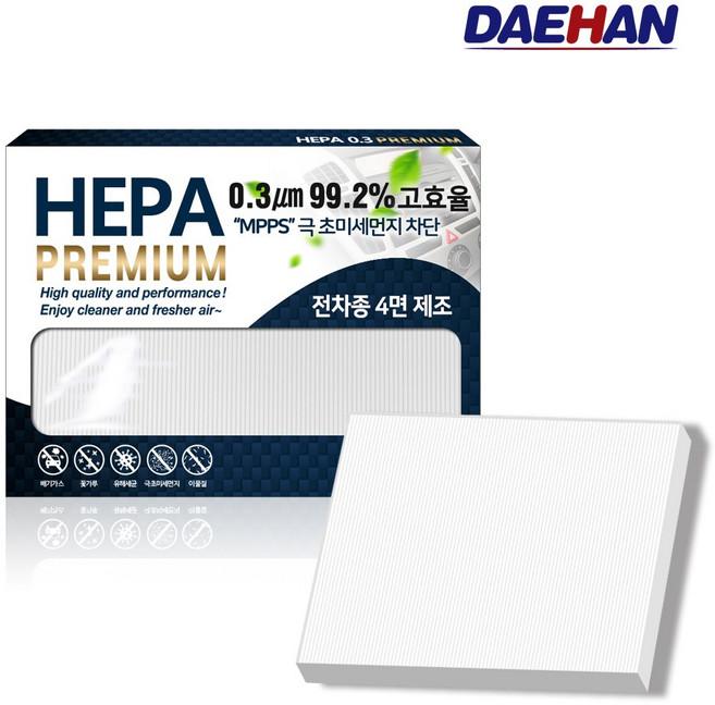 대한 올뉴모닝 에어컨필터 PM0.3 헤파필터 차량용 2017년 이후 모델 H150, 1개
