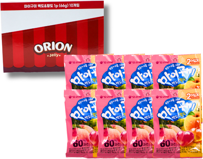 마이구미 복숭아과즙 그대로 백도황도, 10개, 66g