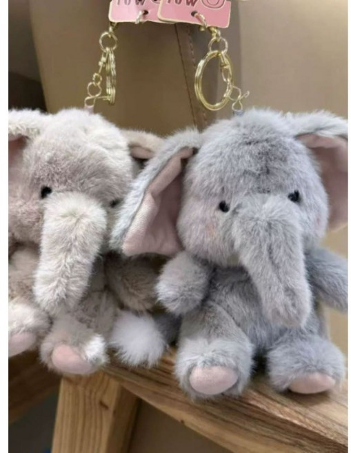 귀여운 코끼리 인형 키링 생일 동물인형 백참 미니 유니크한 선물 열쇠고리, 화이트