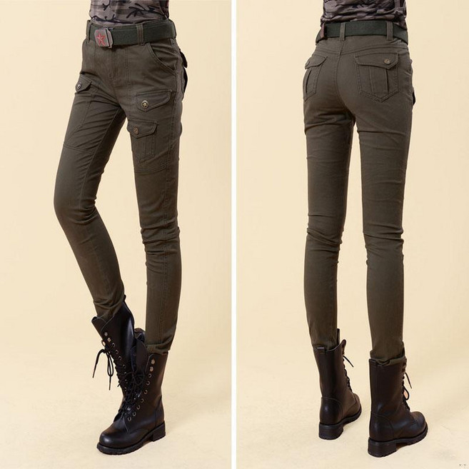 [슬림핏 카고] 여자 밀리터리 스키니진 편한 스판 면바지