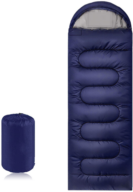 Moteur 머미형 캠핑 침낭 차박 백패킹 경량 방수 이너포켓 내장 사계절 가벼운 휴대용 컴팩트한 수납과 보온성 220*75cm, 네이비, 1개, 1.4KG