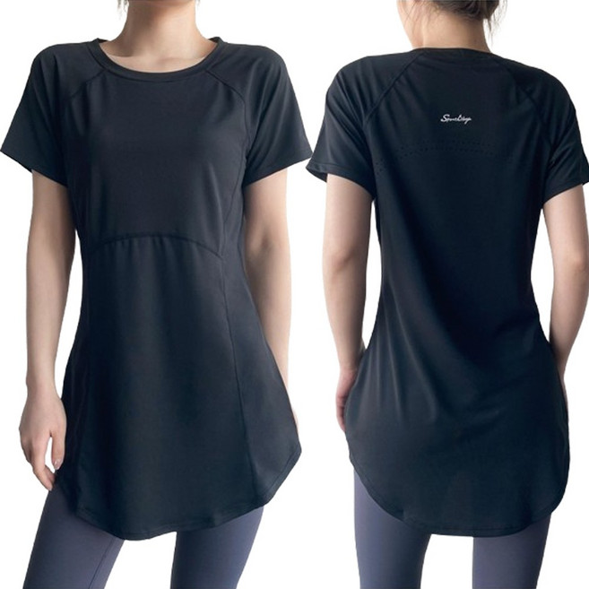 레오큐 요가 필라테스 상의 반팔 티셔츠 롱티