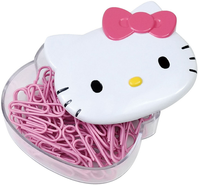 디어템 산리오 학용품 바이하츠 헬로키티 컬러 페이퍼 클립 칼라 크립, 50개입, 1개