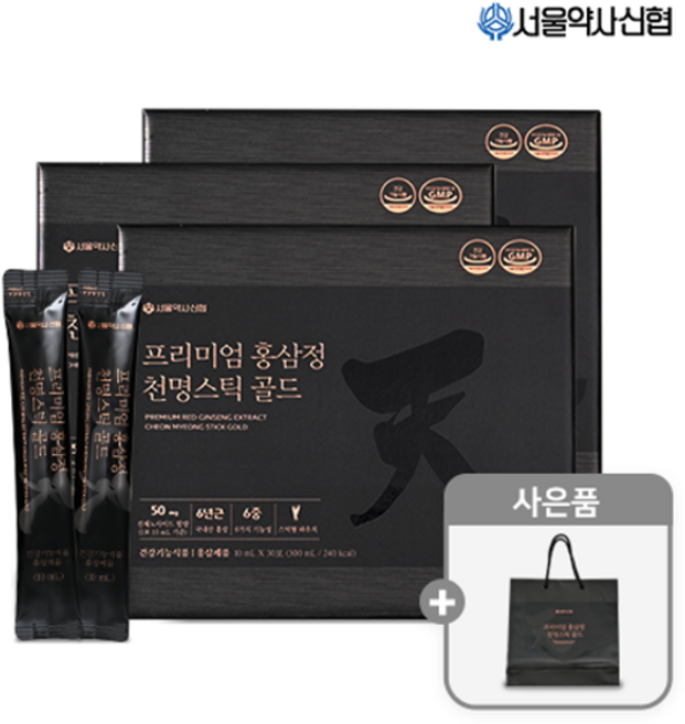 프리미엄 홍삼정 천명 골드 30포 3세트(쇼핑백포함), 300ml, 3세트