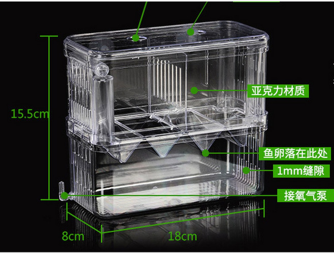 인큐베이터 사육 격리 이중 상자 수족관 레이어 탱크 물고기 가정용 투명, [01] 18X8X15.5CM, 1개, 18X8X15.5CM