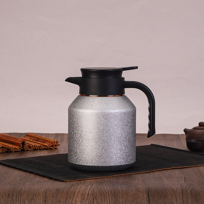 茶水分離泡茶壺不鏽鋼簡約時尚便攜保溫壺大容量手柄燜茶壺, 1個, 1L, 銀色:1L