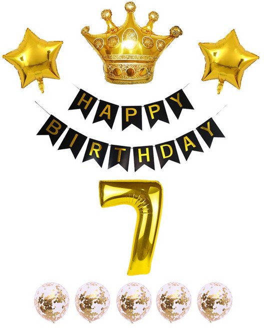 생일 가랜드 대형 숫자풍선 생일파티 블랙 세트 리본 왕관 하트 스타 은박풍선 파티용품 [에브리띵스마일] 1223, 1세트, 블랙 7