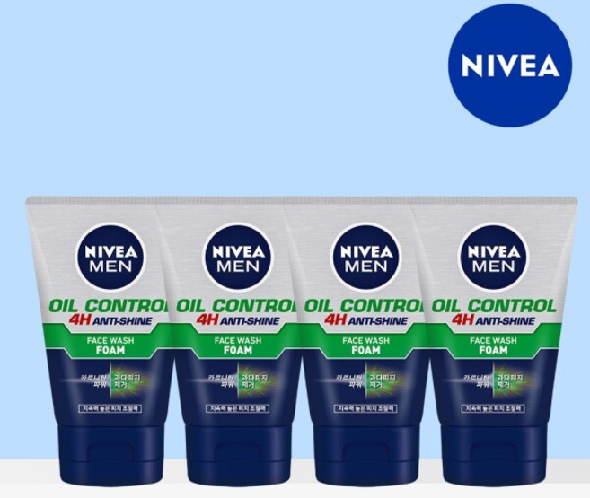 니베아 맨 오일 컨트롤 훼이스 워시 폼, 100g, 4개