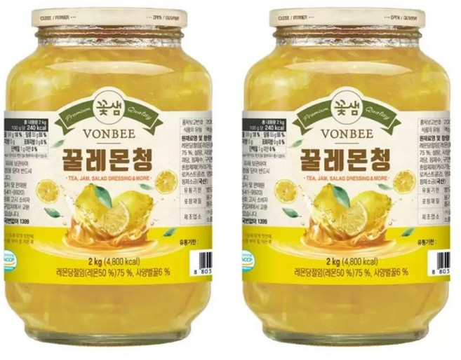 꽃샘 본비 꿀레몬청 2kg, 1개입, 1개
