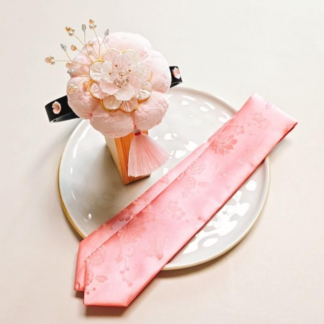 BEEU 비유 호박 자개꽃 한복머리띠 & 한복 비단댕기 / 명절 설 추석 돌잔치 결혼식 예식 국악 여성 여아 성인 한복 머리띠 족두리 머리장식 헤어장식 헤어악세사리 헤어액세서리