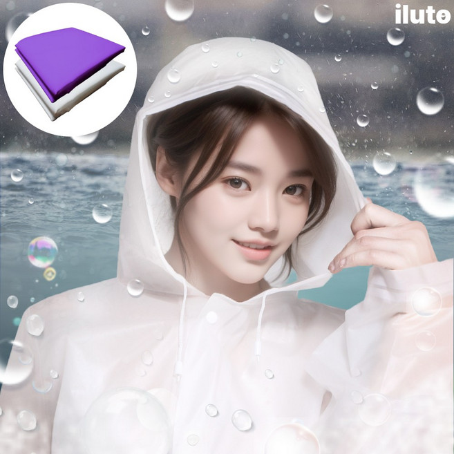 일루토 남녀공용 고급 EVA 무광 레인코트 우비 우의