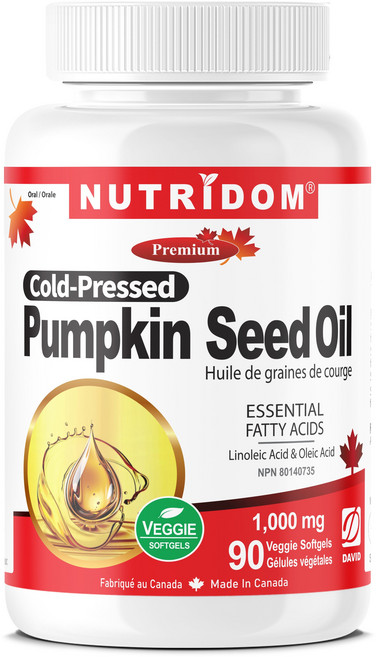 캐나다 뉴트리돔 펌킨 씨드 오일 1000mg 냉압착 호박씨오일 캡슐 COLD PRESSED Pumpkin Seed Oil 90식물성 소프트젤, 1개, 90정
