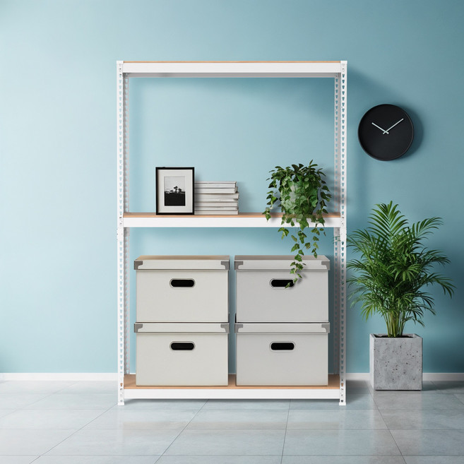 [숨결]쥴리 핸디스랙 무볼트 조립식 철제선반 3단 1200 선반 앵글, 3단 1200X400X1800_화이트