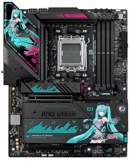 ASUS ROG Strix X870E-H 게이밍 WIFI7 하츠네 미쿠 에디션 AMD X870E ATX 마더보드 16+2+1 파워 스테이지 다이내믹 OC 스위치 코어 플렉, X870E-H|Miku ver|M.2x4