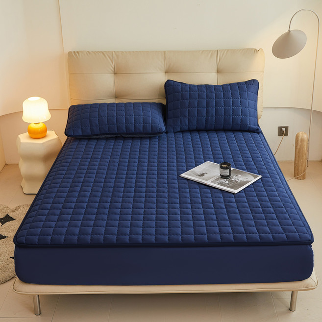 고급 방수 매트리스 커버 방진 통기 미끄럼 방지 기계 세탁 가능 싱글/슈퍼 싱글/더블/퀸/킹 침대(베개 제외)