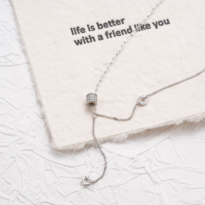 오누이디스플레이 925 실버 럭셔리 큐빅 드롭 체인 은목걸이