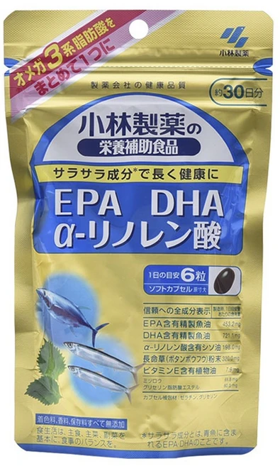 EPA DHA 알파리놀렌산 180정 고바야시 일본, 1개 - 쿠팡