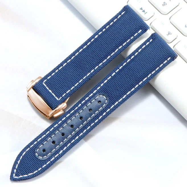 오메가 스피드마스터 스누피 310 뉴 AT150과 호환 가능 - 나일론 스트랩/ 시계 밴드 20mm, 15 Blue white Rose, 02 21mm