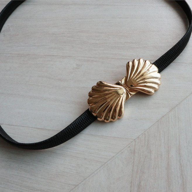 빈티지 조개 엘라스틱 스트링 벨트