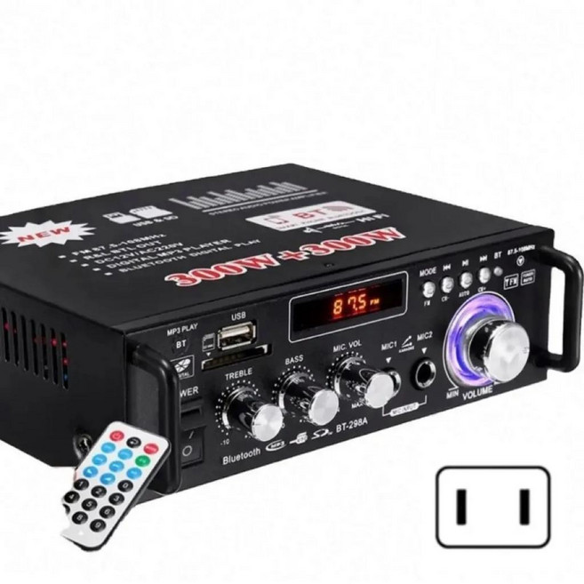 차량용 BT 디지털 앰프 홈 가라오케 채널용 사운드 2.0 HiFi 스테레오 자동차 서브우퍼 오디오, 02 220V-US plug