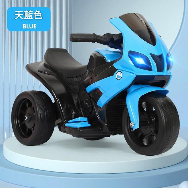 兒童電動摩托車 三輪童車 電瓶車, 遙控藍, 1個
