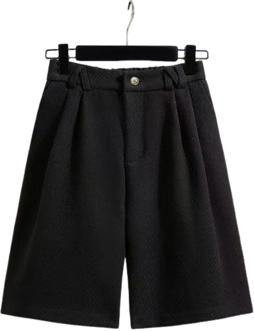 여성용 빅사이즈 가을 겨울 모직 밴딩 5부 반바지 A라인 와이드 반바지 뉴타임즈 Women's Shorts