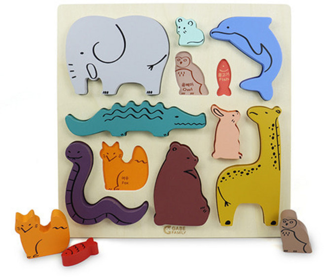 가베가족 톡톡 동물퍼즐 판퍼즐, 1개, 11피스