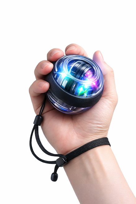 2세대 LED 자이로볼 손목운동기구 전완근 강화 스핀볼 자동회전 악력기 근력운동, 1개, LED 2세대