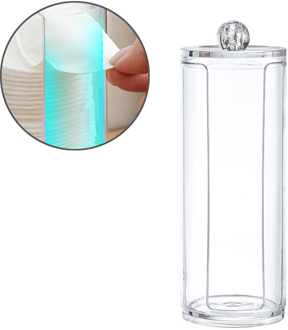 원형 화장솜 정리 보관 투명 케이스, 1개