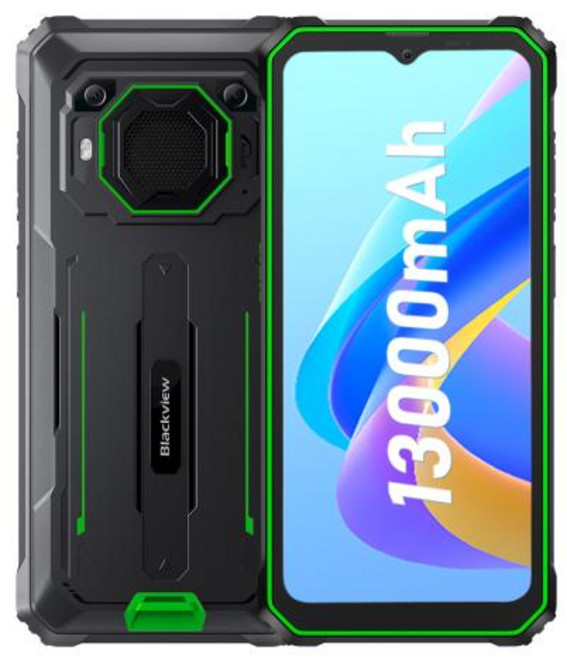 러기드폰 탱크형 방수 Blackview BV6200 프로 견고한 휴대폰 안드로이드 13 6.56 인치 Helio P35 6GB 128GB 스마트폰 13000mAh 18W 고속 충전, 6)Add Airbuds 9, 128G, Green